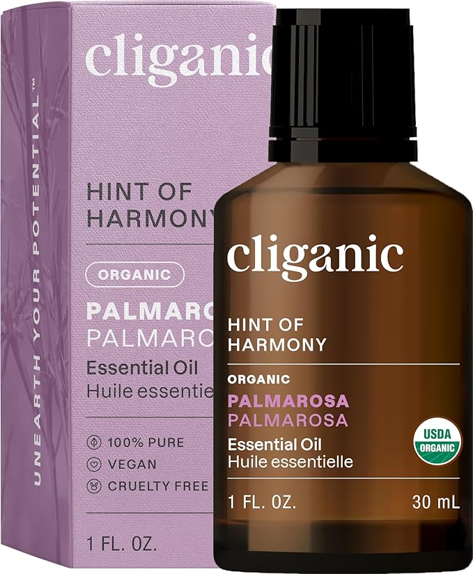 Cliganic USDA Organic Palmarosa Essential Oil, 1oz - 100% Pure Natural Undiluted for Aromatherapy | Non-GMO (Packaging May Vary)-VivaGrace Women
