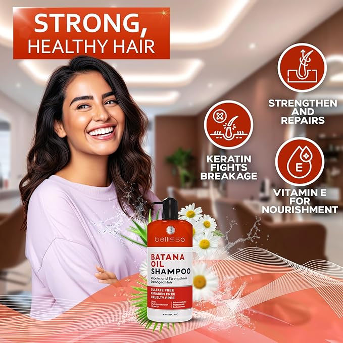 Batana Oil Shampoo - Volumizing Salon Formula for Thinning and Fine Hair Women and Men - Sulfate and Paraben Free - Thickening Volume Boost for Thicker, Fuller Hair - With Argan Oil - 16 Fl Oz-VivaGrace Women