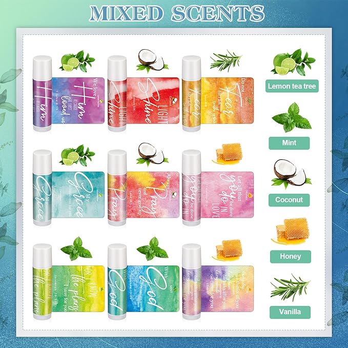 Fumete 50 Sets Christian Lip Balms Bulk Gift for Women Religious Bible Verse Lip Balm Faith Inspirational Scripture Gifts for Church Party Favor Friend Teacher Coworker-VivaGrace Women