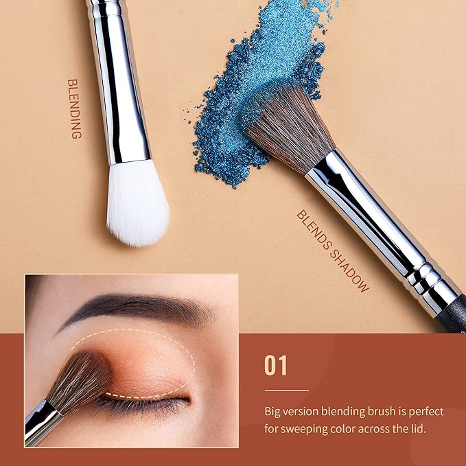Jessup Eyeshadow Brush Set Professional Eye Blending Brushes for Lid Small Fluffy Soft Eye Brushes 10pcs, T331-VivaGrace Women