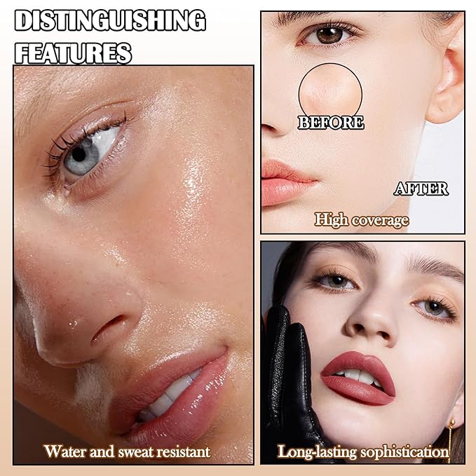 3 Colors Corrector Palette,Full Coverage Cream Concealer Liquid Foundation with Brush,Waterproof Color Correcting Concealer Long Lasting Foundation Contour Makeup Palette for Women-VivaGrace Women