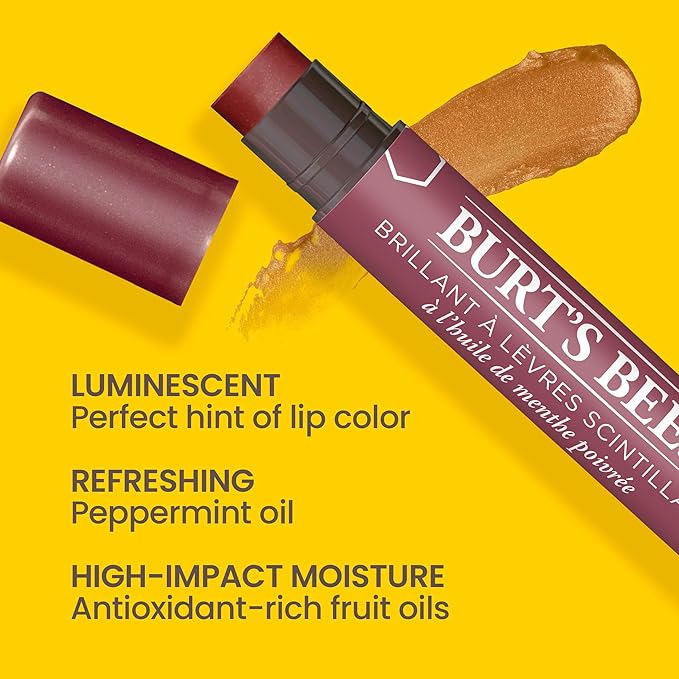 Burt's Bees Shimmer Lip Tint Set, Tinted Lip Balm Stick, Moisturizing for All Day Hydration with Natural Origin Glowy Pigmented Finish & Buildable Color, Fig (4-Pack)-VivaGrace Women