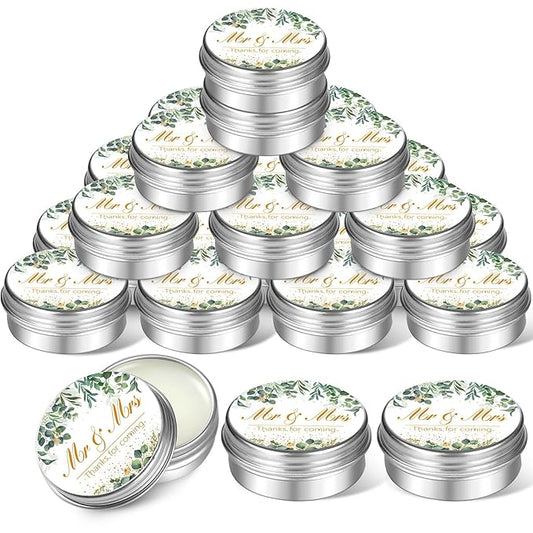40 Pieces Bridal Shower Lip Balm Bulk Wedding Favors Lip Balms Mr and Mrs Thanks for Coming Wedding Party Gift for Guest Girl Bride Women Travel Birthday, 0.34 Oz, White (Eucalyptus Style)-VivaGrace Women