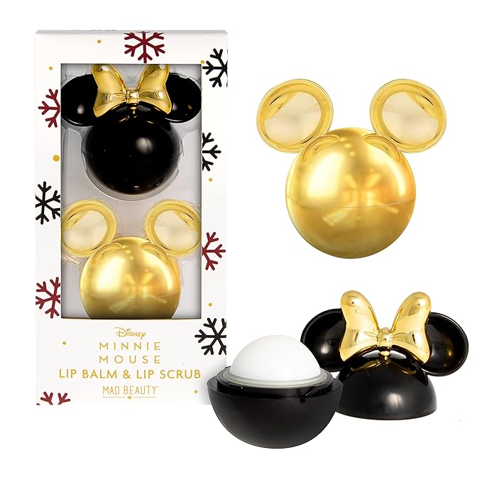 MAD BEAUTY Minnie Mouse Lip Balm & Lip Scrub Duo Set, Vanilla Lip Scrub & Cranberry Lip Balm, Smooth & Soothe for Soft Lips, Moisturizing, Nourishing Lip Kit, Great Gift for Disney Fans-VivaGrace Women
