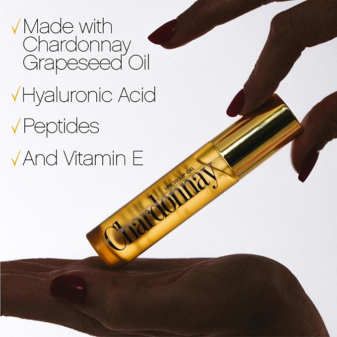 Vacation Chardonnay Lip Oil SPF 30, Sunscreen for Lips, Hydrating Lip Oil, Caramel Vanilla Flavored Lip Gloss, Clear Plumper, Non-Sticky Lip Balm with SPF 30, Vegan, 0.2 Fl. Oz.-VivaGrace Women