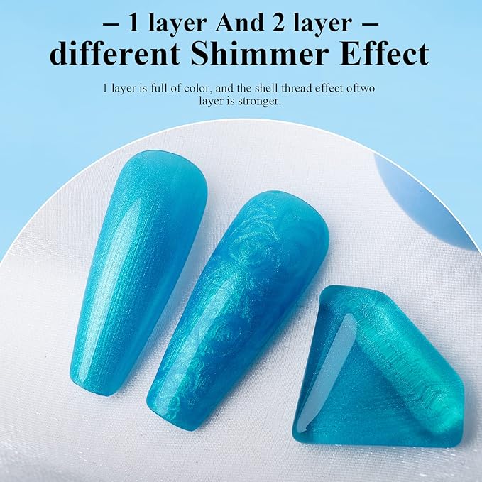Imtiti Pearl Neon Gel Nail Polish, 1 Pcs 15ml Neon Blue Color Soak Off LED Long-Lasting Nail Gel Polish Nail Art Starter Manicure Salon DIY at Home, 0.5 Fluid Ounces