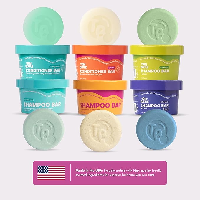 Vitamin B5 Shampoo & Conditioner Bar Set Bundle – Citrus Essential Oils + Argan Oil – Volumizing, Nourishing & Strengthening – Sulfate & Paraben Free – 7.8oz-VivaGrace Women