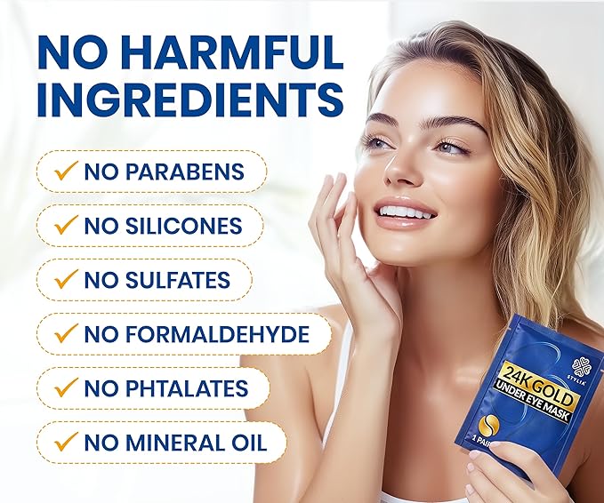 Stylia Under Eye Patches for Puffy Eyes and Dark Circles (20 Pairs) - 24k Gold Under Eye Mask with Vitamin C, Hyaluronic Acid, Pearl Extract - Eye Masks for Dark Circles and Puffiness-VivaGrace Women