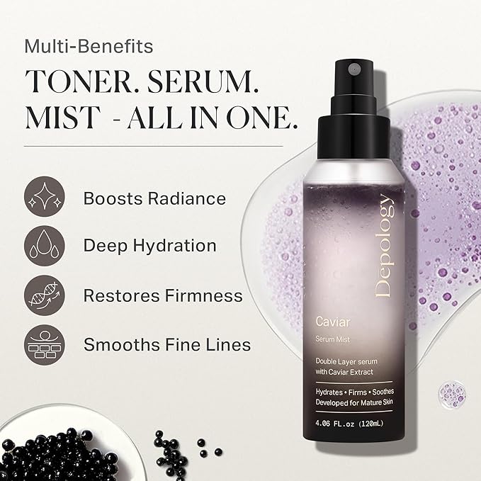 depology Glowing Spray Serum, Hydrating & Firming Facial Mist, Radiance Skin, Smooths Fine Lines and Wrinkles, Face Mist with Hyaluronic Acid & Collagen, Facial Spray for All Skin Types, 4.06 Fl Oz.-VivaGrace Women