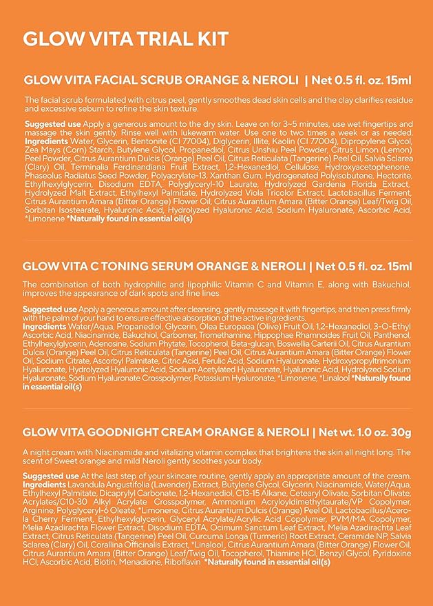 AROMATICA Glow Vita Trial Kit - Travel Size Skin Care Set [Vitamin C Serum 0.5 fl.oz, Facial Scrub 0.5 fl.oz, Goodnight Cream with Retinol 1oz] - Travel Kit for Women-VivaGrace Women