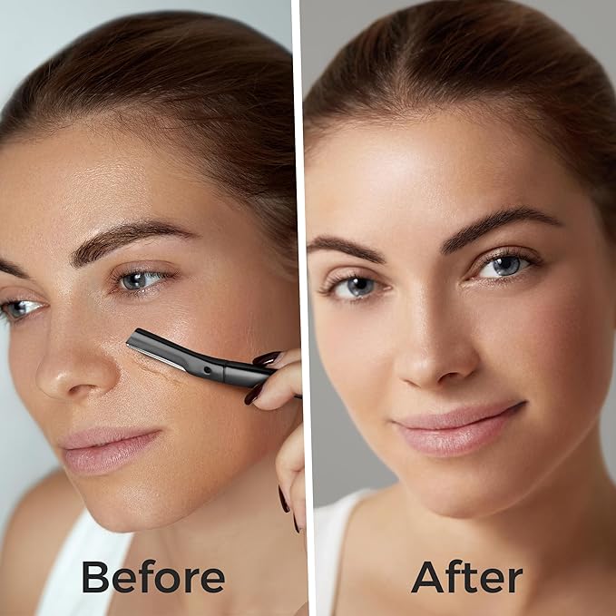 ZOMCHI Dermaplaning Tool for Face with 11 Refill Blades, Dermaplane Razor for Women and Men, Face Razor with Precision Silicone Cover, Eyebrow Razor, Facial Razor, Reusable Metal Handle - Matte Black-VivaGrace Women