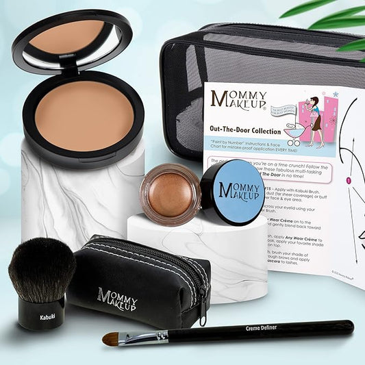 Out The Door Collection | Talc-free 5-piece Mineral Makeup Set | CRAVING (Medium/Dark) - For tan to caramel complexions + GOLDEN CARAMEL - A caramel brown with golden shimmer-VivaGrace Women