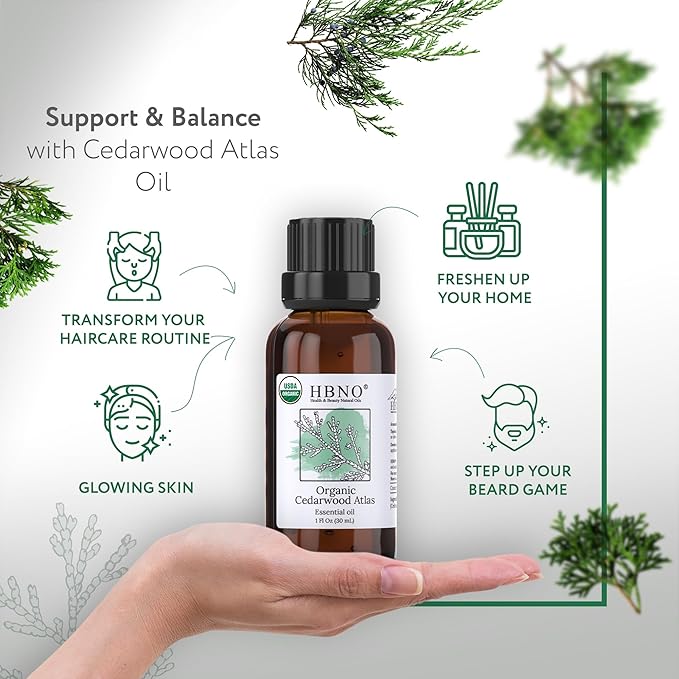 HBNO California Bottled Organic Cedarwood Essential Oil 1 fl oz (30ml) - USDA Certified Organic Cedarwood Essential Oil for Aromatherapy, Soap Making, DIY, Fragrances, Diffuser-VivaGrace Women