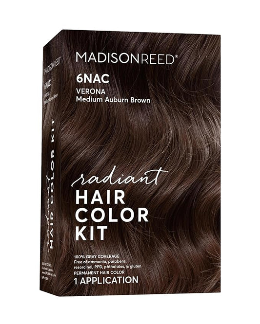 Madison Reed Radiant Hair Color Kit | 6NAC Medium Chocolate Brown (Verona) for 100% Gray Hair Coverage | Salon Quality Permanent Hair Dye | PPD-Free & Ammonia-Free | (Packaging May Vary) 1 Pack-VivaGrace Women