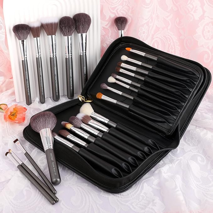 Docolor Professional Makeup Brush Set 29Pcs Makeup Brushes Valentines Day Gifts Premium Goat Synthetic Fiber Foundation Face Powder Blush Concealer Eyeshadows Make Up Brushes with PU Leather Case-VivaGrace Women