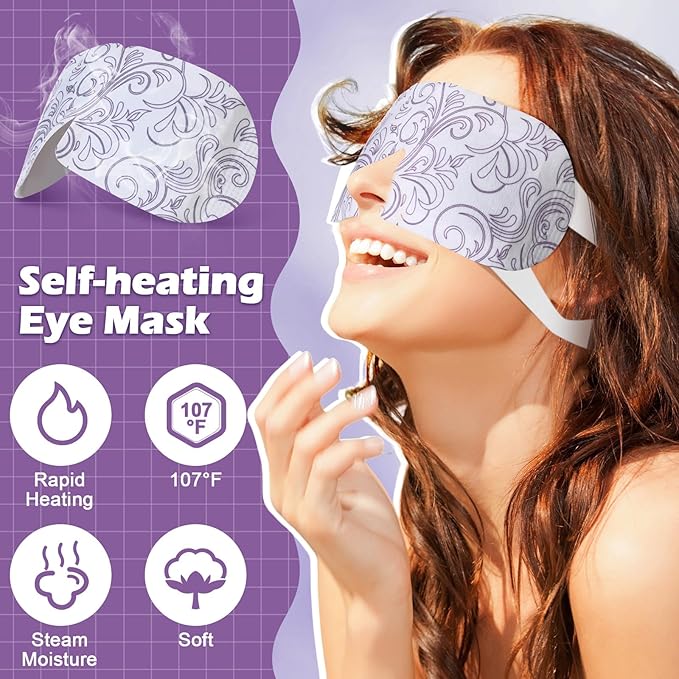 50 Packs Steam Eye Mask for Dry Eyes Spa Warm Sleep Eye Mask Self Heating Disposable Eye Masks for Home Office Travel Eyestrain Relieve (Lavender Scent)-VivaGrace Women