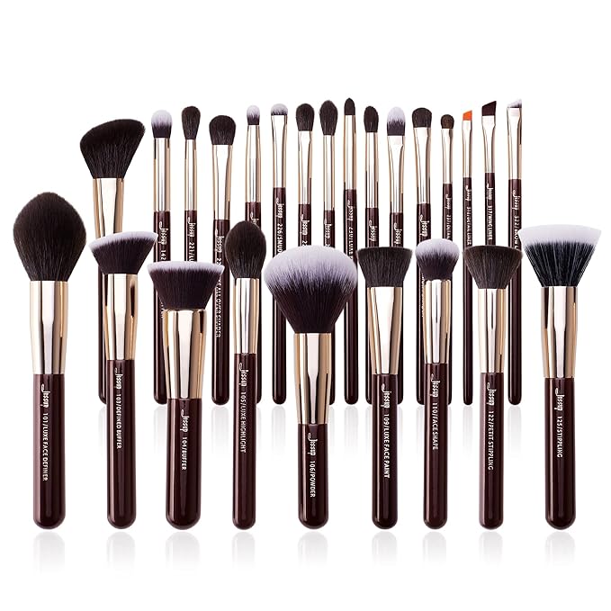 Jessup Makeup Brushes Set Professional, 25PCS Premium Natural Powder Foundation Eyeshadow Blending Concealer Blusher Highlight Labeled Brushes, T280-VivaGrace Women