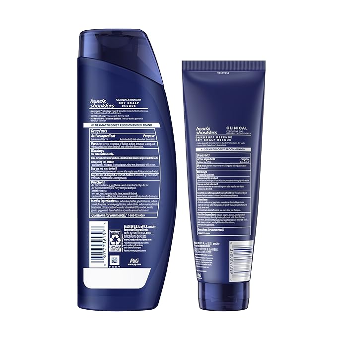 Head & Shoulders Clinical Strength Dandruff Shampoo and Conditioner Set, Dry Scalp Relief, Up to 100% Flake Protection, Selenium Sulfide Formula, 13.5 & 9.1 Fl Oz, 2 Pack-VivaGrace Women