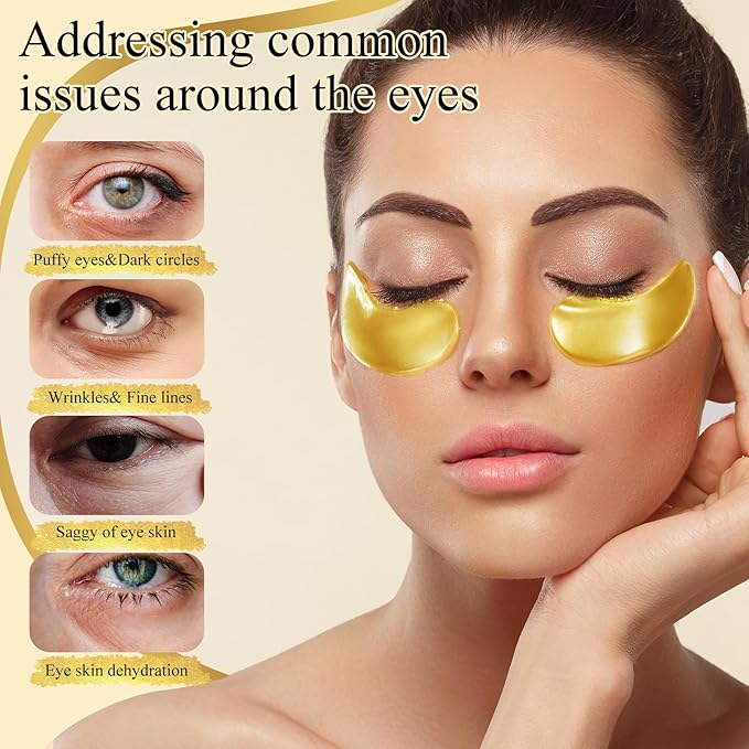 Under Eye Patches(15 Pairs), 24K Gold Eye Mask for Dark Circles, Puffy Eyes and Wrinkles, with Hyaluronic Acid & Collagen-VivaGrace Women
