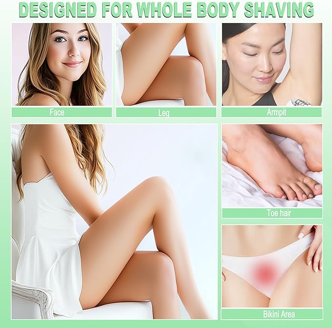 Epilators Hair Removal for Women, Glabrouse Skin Facial Hair Removal, Facial Hair Epilator with Eyebrow Trimmer for Women Face Sensitive Skin for Bikini, Face, Arm, Legs, Armpits, Green-VivaGrace Women