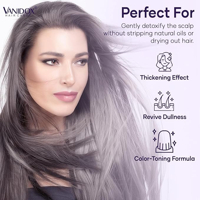 Brass Toning Purple Shampoo for Grey and Silver Hair, Infused with Purple Pigment, Sulfate Free Shampoo for Gray and Silver Hair (16 fl oz)-VivaGrace Women