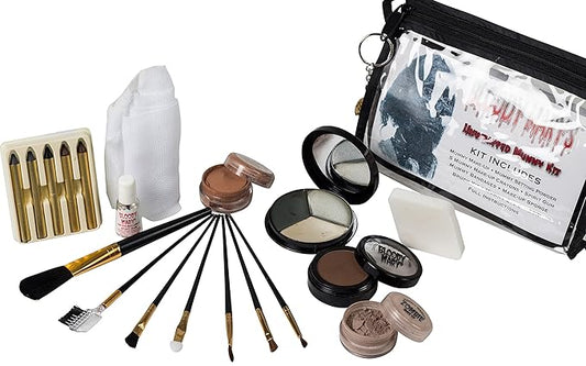 Unwrapped Mummy Makeup Kit By Bloody Mary - Special Effects Set Ideal For Halloween Costumes - Face Powder, Crayons, Eye Shadow, 4 Brushes, Spirit Gum, Bandages & Sponge Included-VivaGrace Women