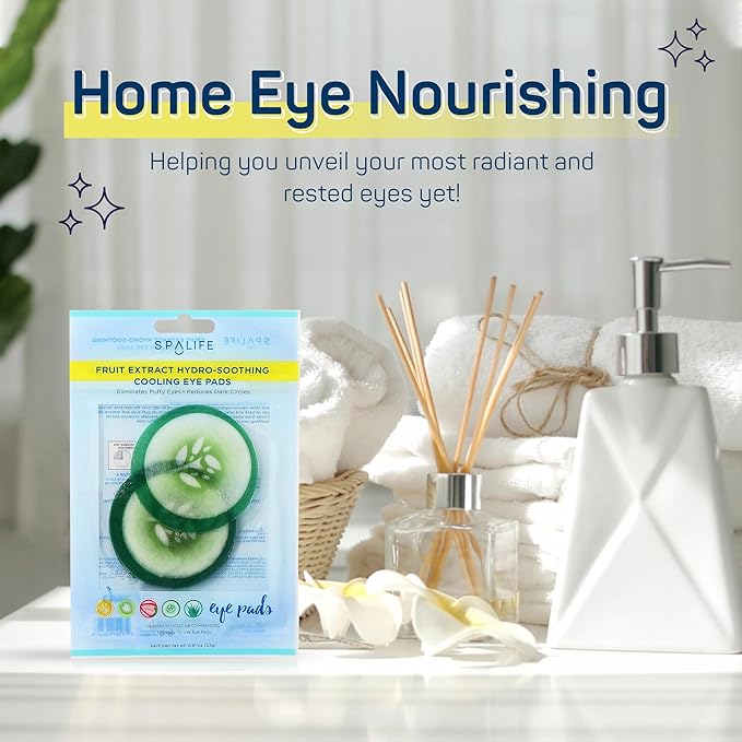 SpaLife Cooling Eye Pads - Korean Soothing Eye Pads for Dark Circles, Puffy Eyes, and Wrinkles - 48 Pads with Fruit + Vegetable Extracts - Revitalizing Hydrating Eye Pads for Eye Treatment (Cucumber)-VivaGrace Women