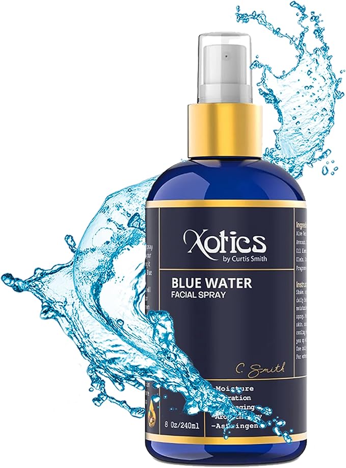 Xotics Blue Water Facial Spray - 8oz - Hydrating Face Mist with Aloe Vera - Refreshing Toner for Men & Women, Aftershave, Daily Moisturizing Splash for All Skin Types-VivaGrace Women