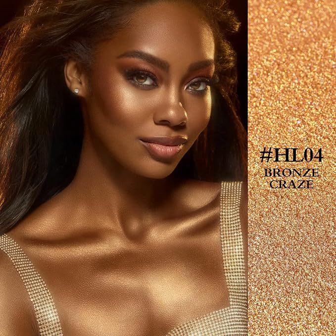 FOCALLURE Starfall Glowing Liquid Highlighter, Shimmering Body Oil, Non-Sticky Shimmer Liquid Luminizer, Non-Greasy, Face & Body Glitter Makeup for Costumes, Cosplay, Rave Festival, BRONZE CRAZE-VivaGrace Women