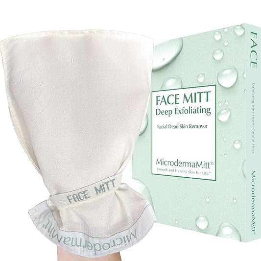 MicrodermaMitt Deep Exfoliating Mitt Scrub for Face, Lips & Neck - Dead Skin & Blackheads Remover - Gentle Facial Scrubber - Exfoliator Glove for Shower - Women Skin Care-VivaGrace Women