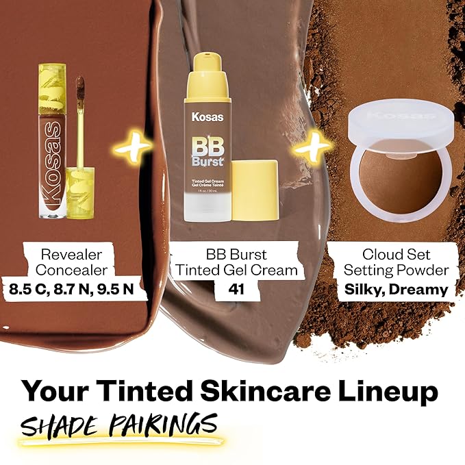 Kosas BB Burst Tinted Face Gel Cream - Supports Healthy Collagen, Smoothes Skin, Hydrates & Moisturizes - Lightweight Buildable Coverage - Deep Neutral Cool 41, (1 Oz/30 ML)-VivaGrace Women