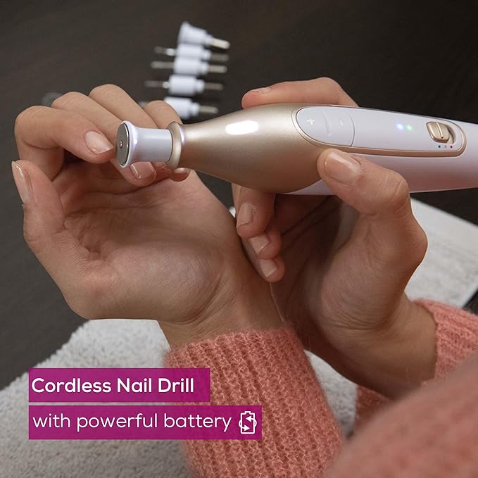 Beurer MP64 Nail Drill Kit, Cordless Electric Nail File with 10 Attachments and LED Light, Electric Manicure Set with Adjustable Speed, E-File for Manicure and Pedicure, with Storage Case-VivaGrace Women