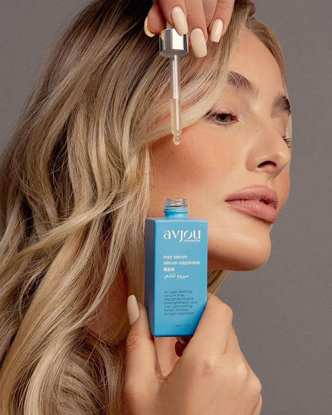 Avjou Researche™ Scalp Serum – Thicker, Fuller-Looking Hair + Targets Visible Signs of Premature Greying – 3 Patented Ingredients – Backed by Cosmetic Science – Oil-Free, All Hair Types, 1.7 oz-VivaGrace Women
