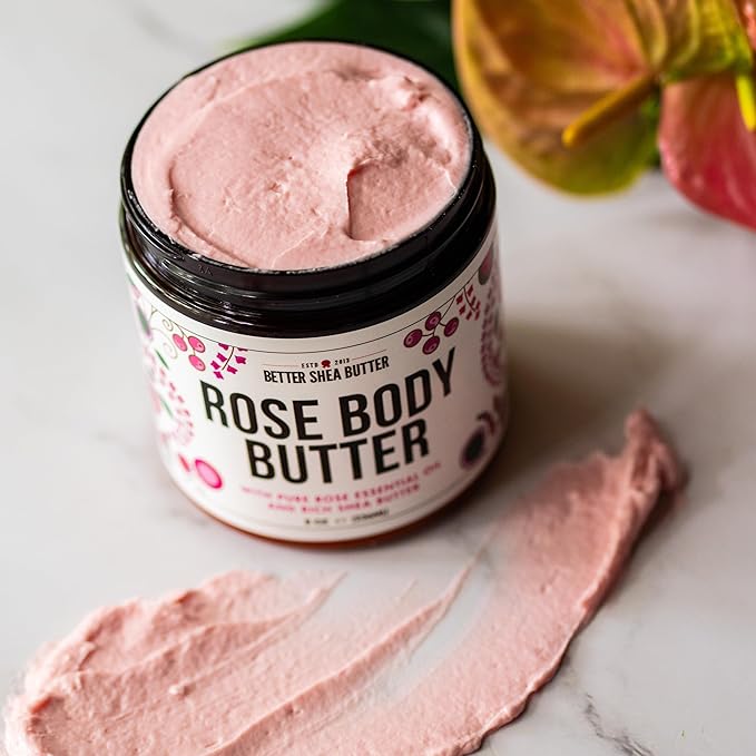 Rose Body Butter for Dry Skin with Whipped Shea Butter and Pure Essential Oil | Ultra Hydrating Rose Lotion for Women | All Natural Moisturizer with No Synthetic Fragrances-VivaGrace Women