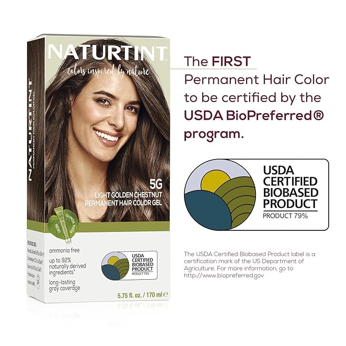 Naturtint 5G Light Golden Chestnut Permanent Hair Color (Pack of 6), Ammonia Free, Vegan, Cruelty Free, up to 100% Gray Coverage, Long Lasting Results (Packaging may vary)-VivaGrace Women