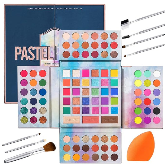 82 Vibrant Shades Makeup Palette - Matte, Shimmers, Glitters, Blush, Highlighter, Contour - Highly Pigmented Beauty Kit for Eye and Face - Perfect for Creating Bold and Unique Looks-VivaGrace Women