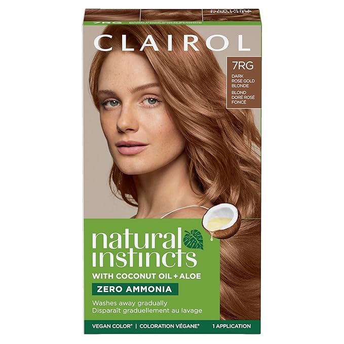 Clairol Natural Instincts Demi-Permanent Hair Dye, 7RG Dark Rose Gold Blonde Hair Color, Pack of 1-VivaGrace Women