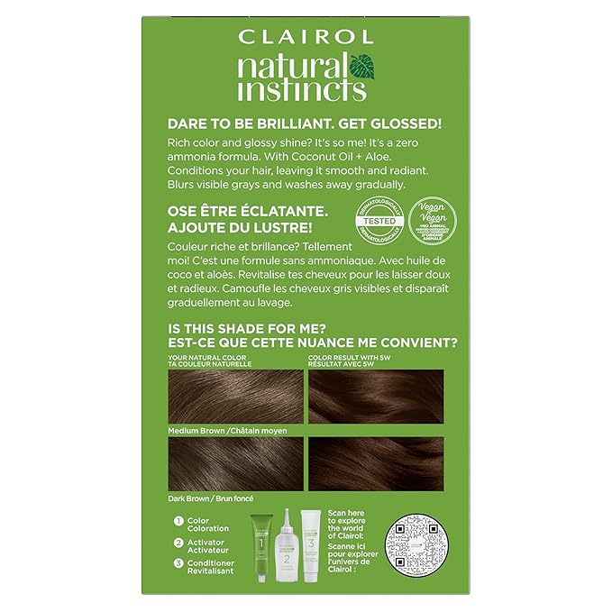 Clairol Natural Instincts Demi-Permanent Hair Dye, 5W Medium Warm Brown Hair Color, Pack of 1-VivaGrace Women