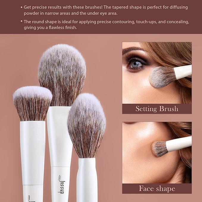 Jessup Make up Brushes 4pcs Face Makeup Brushes Set for Foundation Concealer Blush Contour Powder Highlighter, Pearl White T344-VivaGrace Women