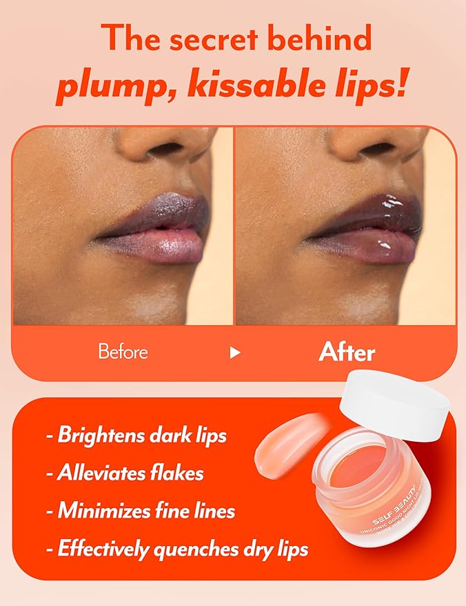 SelfBeauty Lip Mask - Rosehip & Collagen, Vegan Lip Balm, Lip Moisturizer, Overnight Hydrating Lip Treatment with Collagen Peptide, Lip Scrub Exfoliator Intensive Lip Repair, 0.51fl.oz-VivaGrace Women