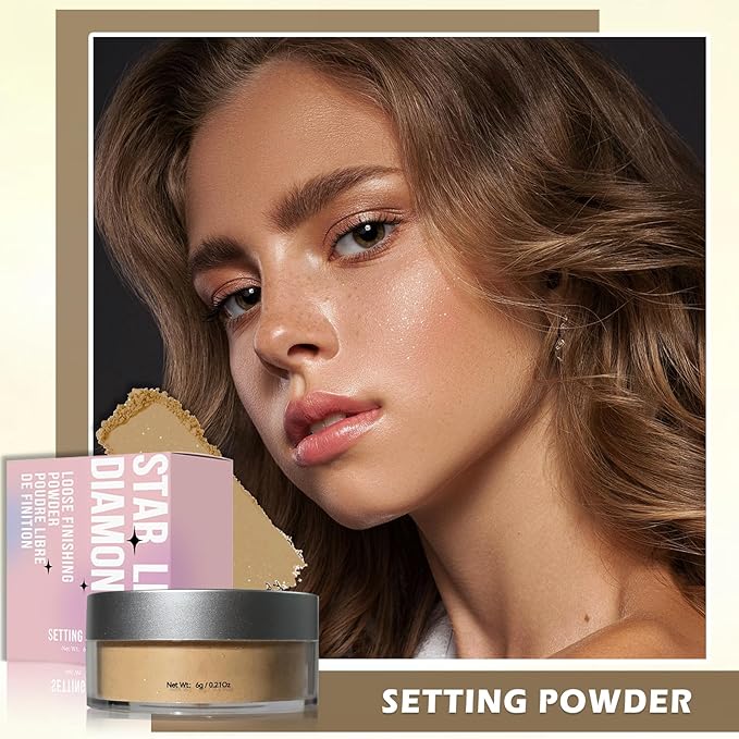Oil Control Loose Powder Makeup Translucent Setting Powder Shimmer Long Lasting Lightweight Polvo Traslucido Maquillaje Para Mujer Face Powder Makeup - 03 Dark Complexion Shimmer-VivaGrace Women