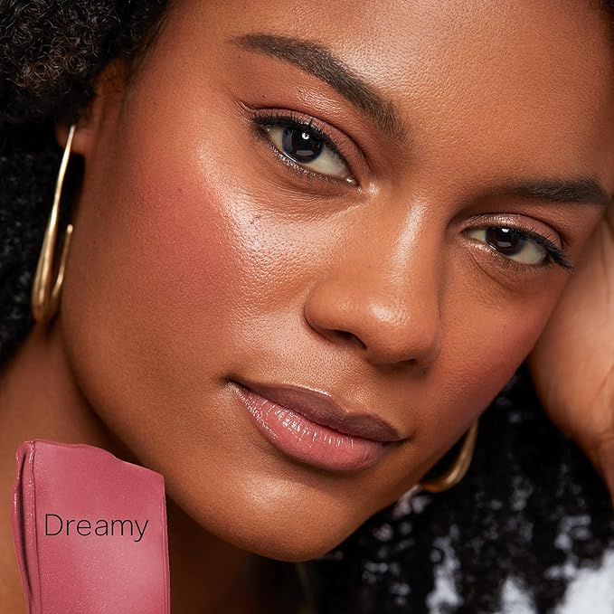 Saie Dew Blush - Lightweight Liquid Blush with a Blendable + Buildable Cream Finish - Dewy Cheek Tint with Doe Foot Wand Makeup Applicator - Bright Berry Blush - Dreamy (.40 oz)-VivaGrace Women