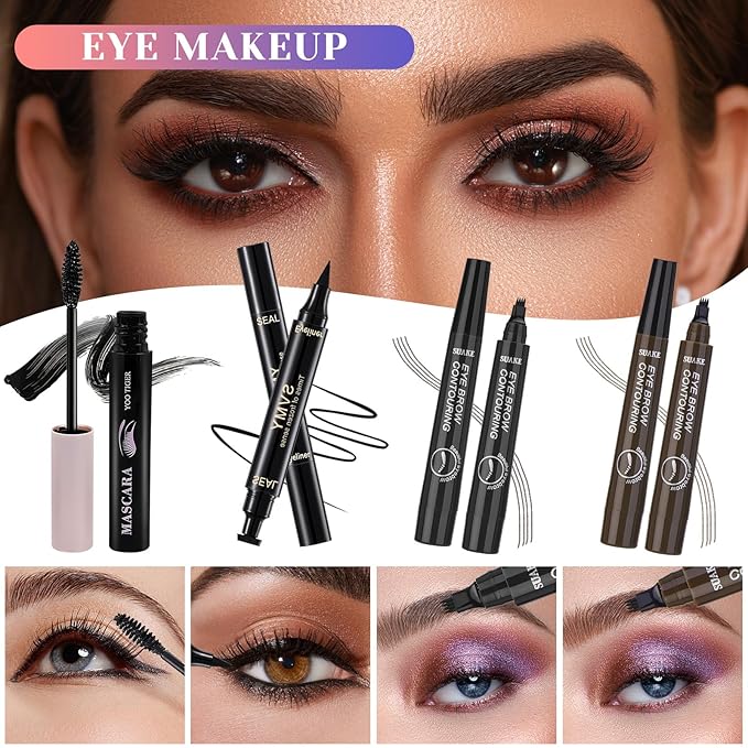 All in One Makeup Kit, Make Up Gift Set for Women, Makeup Kit for Women Full Kit, Includes Foundation Face Primer Eyeshadow Concealer Liquid Blush Lipgloss Eyeliner Mascara Cosmetic Brushes Set-VivaGrace Women