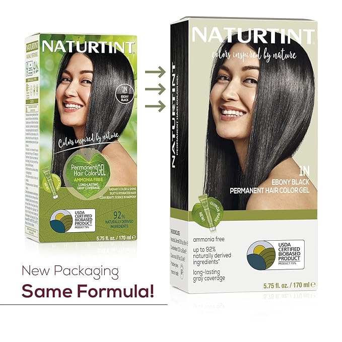 Naturtint 1N Ebony Black Permanent Hair Color (Pack of 6), Ammonia Free, Vegan, Cruelty Free, up to 100% Gray Coverage, Long Lasting Results (Packaging may vary)-VivaGrace Women