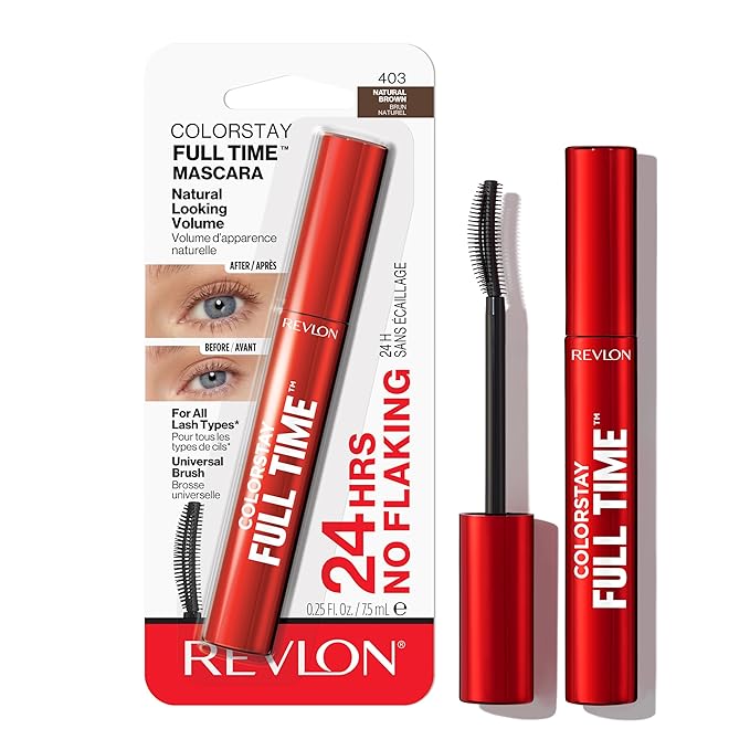Revlon ColorStay Full Time Mascara, Volumizing Eye Makeup, 24 Hour Wear, Clump-Proof, Smudge-Proof, Flake-Proof, 403 Natural Brown