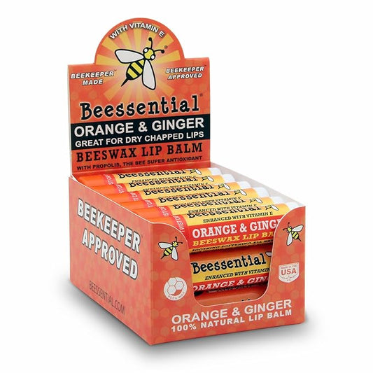 Beessential Natural Bulk Lip Balm, Orange Ginger, 18 Pack | For Men, Women, and Children. Great for Gifts, Showers, & More-VivaGrace Women