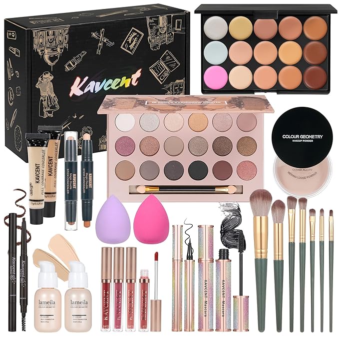 Makeup Kit Makeup Sets for Teens Makeup kits for Women Teenagers Make up Eyeshadow Palette Foundation Concealer Lipgloss Loose Powder Makeup Kit for Women Full Kit-VivaGrace Women