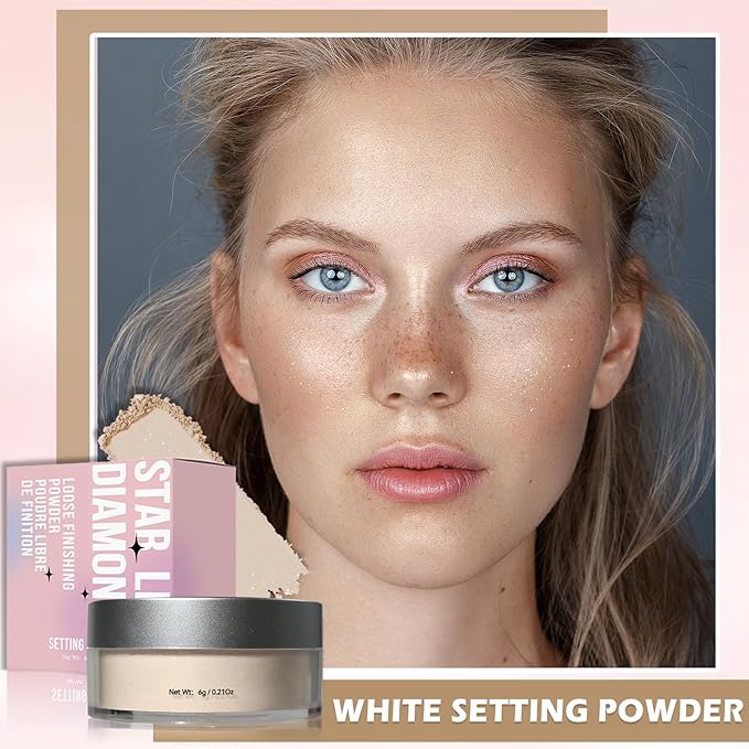 Oil Control Loose Powder Makeup Translucent Setting Powder Shimmer Long Lasting Lightweight Polvo Traslucido Maquillaje Para Mujer Face Powder Makeup - 01 White Shimmer-VivaGrace Women