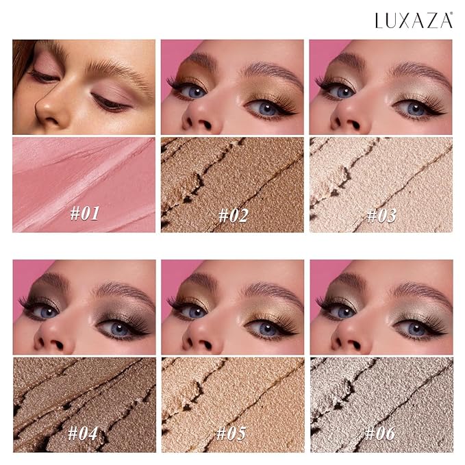 Neutral Eyeshadow Stick Makeup 6PCS Set, Brown Nude Metallic Shimmer Matte Cream Eye Shadow Palette Eyeliner Brightener Pencil Crayon - BROWN CANYON-VivaGrace Women