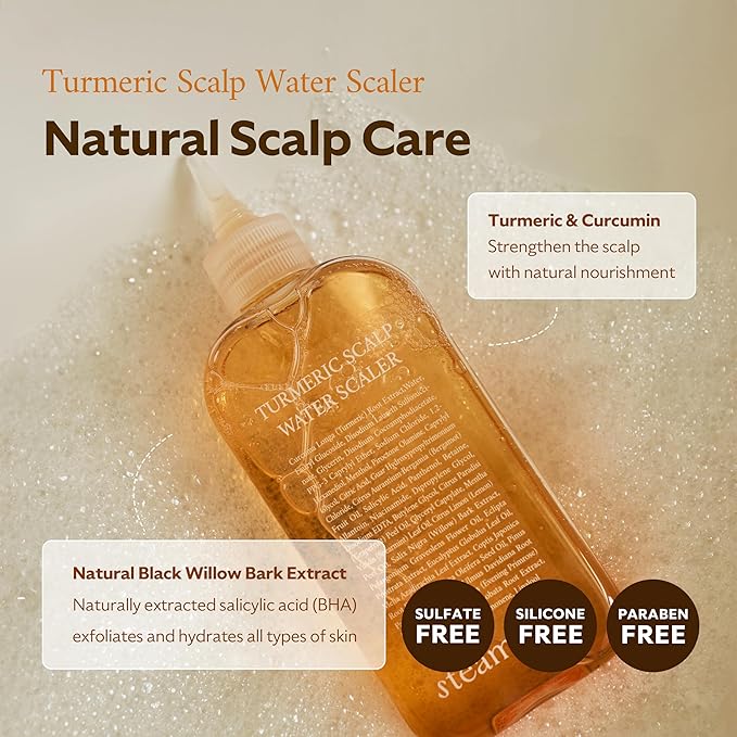 Turmeric Scalp Water Scaler | Scalp Exfoliator for Itchy Dry Scalp, Thinning Hair, Buildup Remover, Treatment for Excess Sebum Oily Greasy Hair | Korean Hair Care Products, 8.45 fl oz-VivaGrace Women